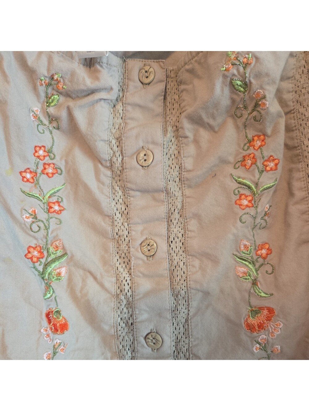 Vtg Embroidered Sleeveless Top Floral Boho Cottage Core Sz 22/24W 100% Cotton